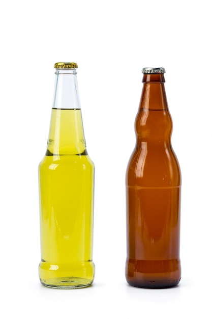 Set of beer bottles isolated