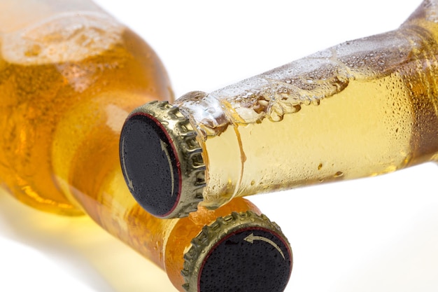 Set of beer bottles isolated