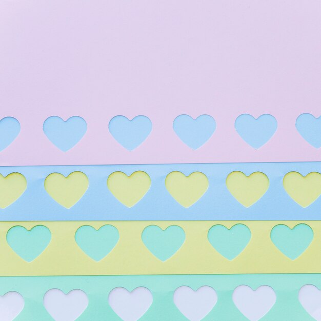 Set of bright paper hearts