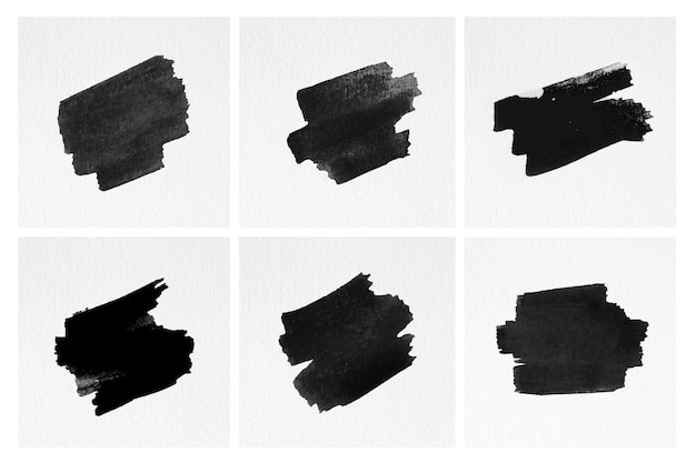 Set of brush strokes isolated