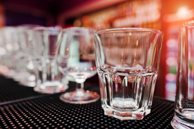 Set of collection cup glasses for bar drinks