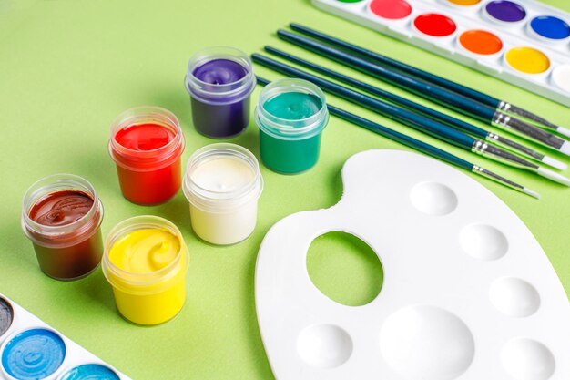 Set of colorful accessories for painting and drawing.