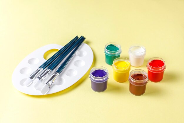 Free photo set of colorful accessories for painting and drawing.