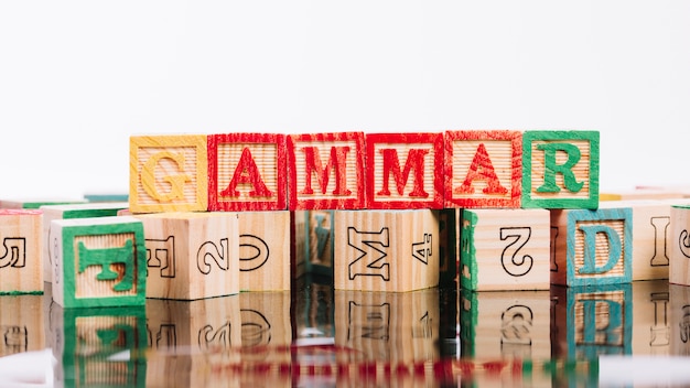 Set of colourful cubes with letters