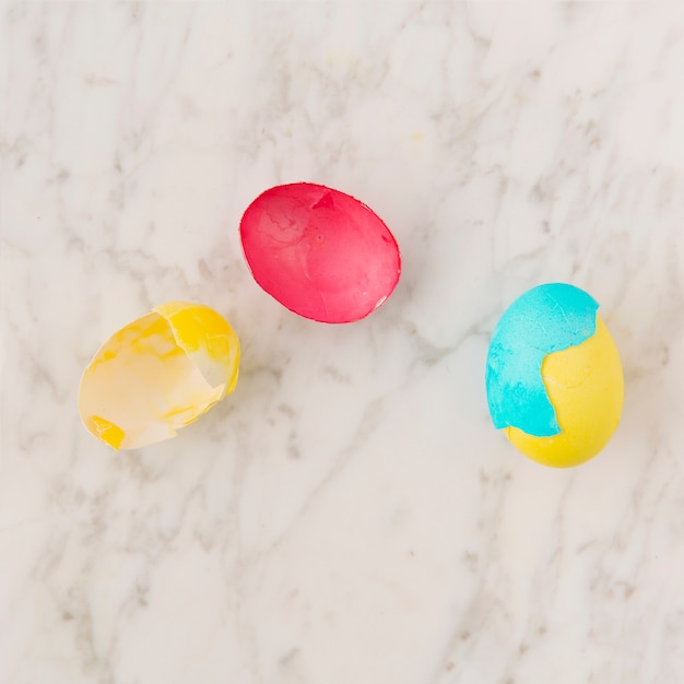 Set of colourful Easter eggs with shell