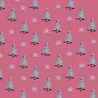 Free photo set of decorative fir trees and snowflakes