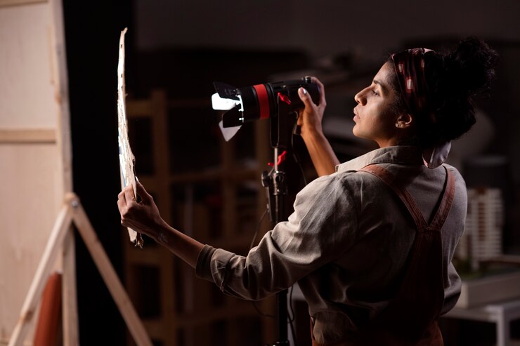 Free Photo set designer at work indoors