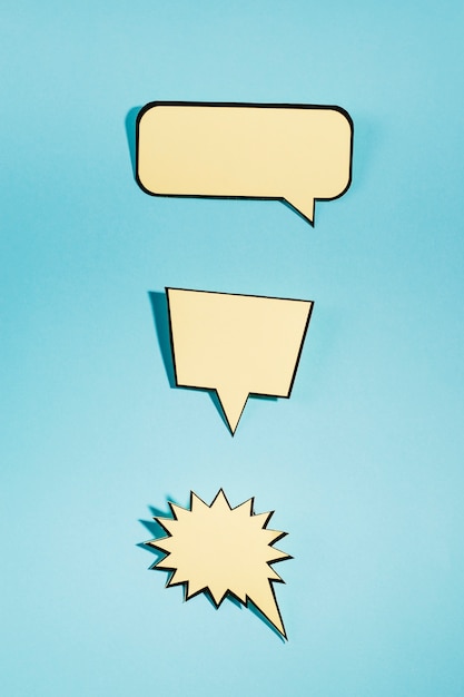 Set of an empty speech bubbles on blue background