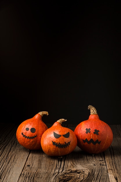 Set of evil halloween pumpkins