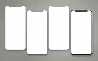 Free photo set of four smartphones screens