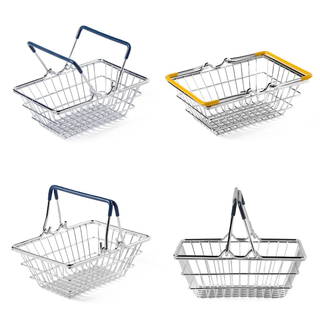 Set from empty shopping carts isolated