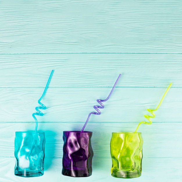 Free photo set of glasses with straws