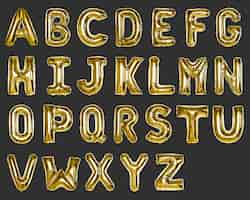 Free photo set of gold capital a-z alphabet balloons