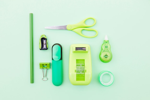 Set of green stationery