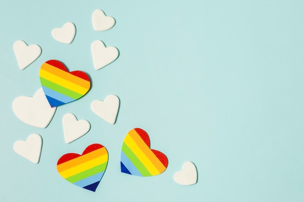 Free photo set of hearts in rainbow colors