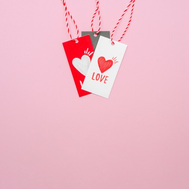 Set of love tags with copy space