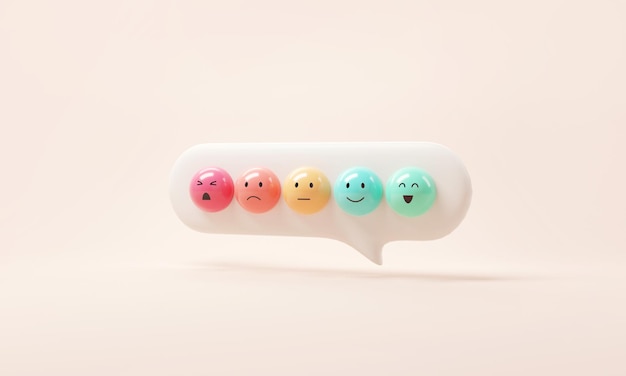 Набор смайликов emoji в речевом пузыре с грустным и счастливым настроением