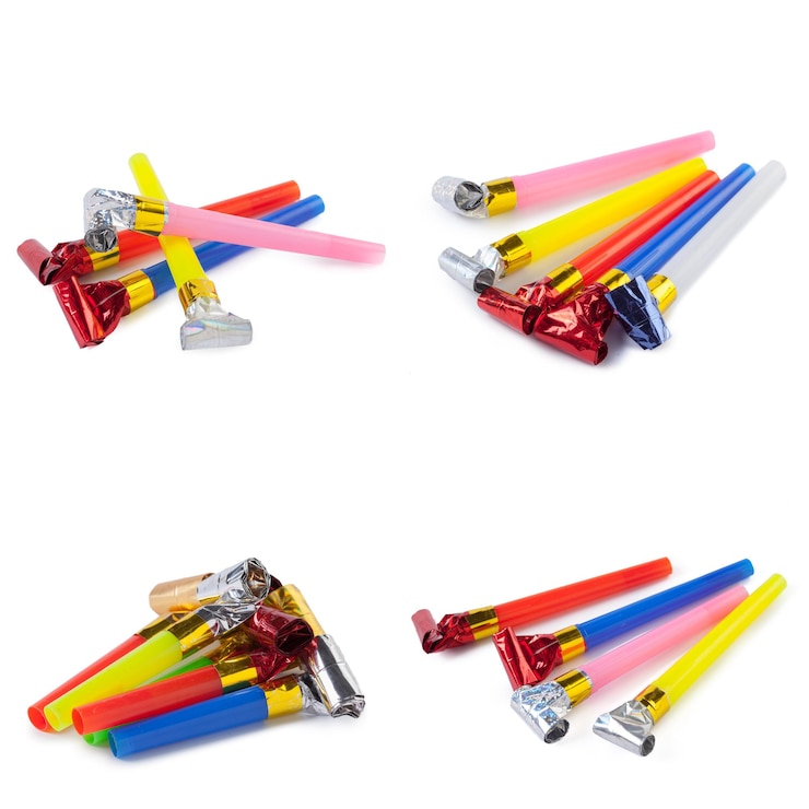 Free Photo set of party blower whistles