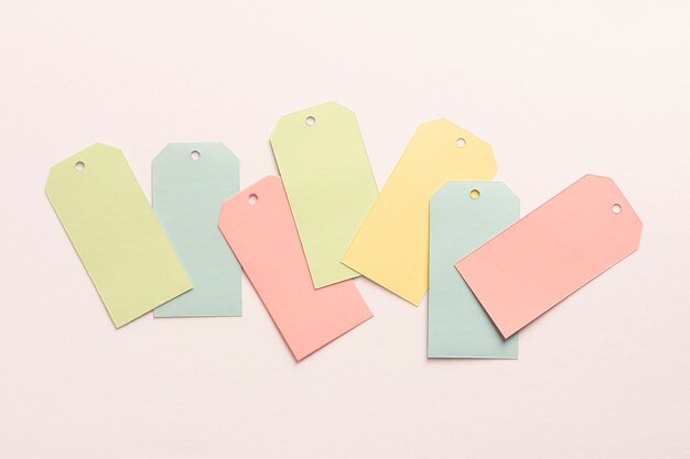 Set of pastel cardboard tags