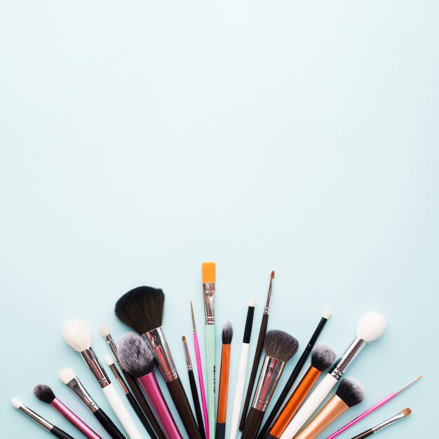 Set of professional makeup brushes