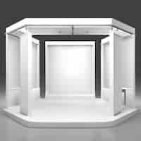 Free photo set of realistic trade exhibition stand or white blank exhibition kiosk or stand booth corporate