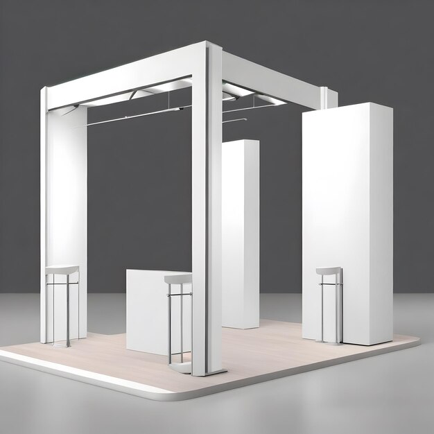 set of realistic trade exhibition stand or white blank exhibition kiosk or stand booth corporate