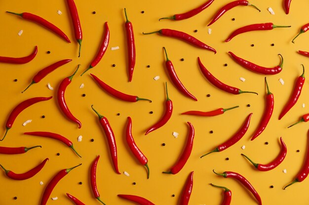 さまざまなビタミンやミネラルがたっぷり入った、味わい深い赤唐辛子を少量食べて、調味料として焦げ目がついたセットです。健康的なスパイス。食欲を減量するために減量に使用される野菜