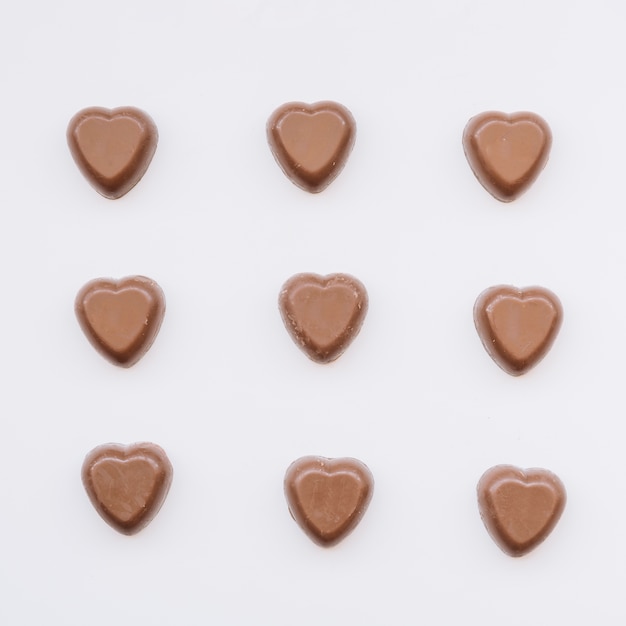 Set of tasty sweet chocolate hearts