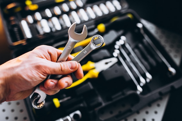 Set of tools in a tool kit isolated