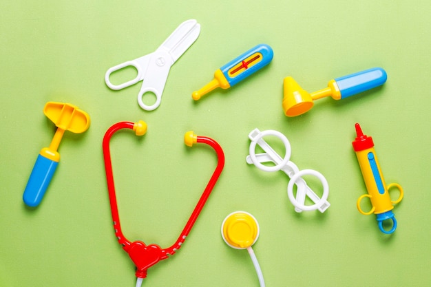 Free photo set of toy medical equipment.