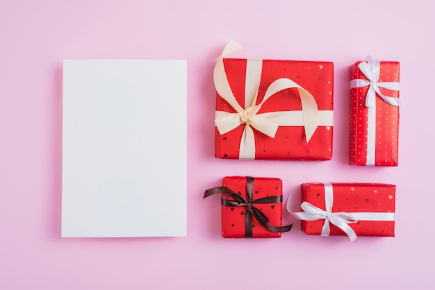 Set of Valentine's Day presents near empty paper