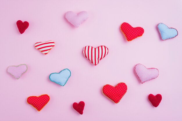 Set of various handmade hearts