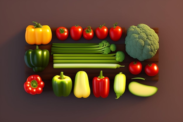 A set of vegetables from the game