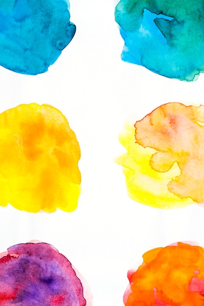 Free photo set of watercolor splatter on white background