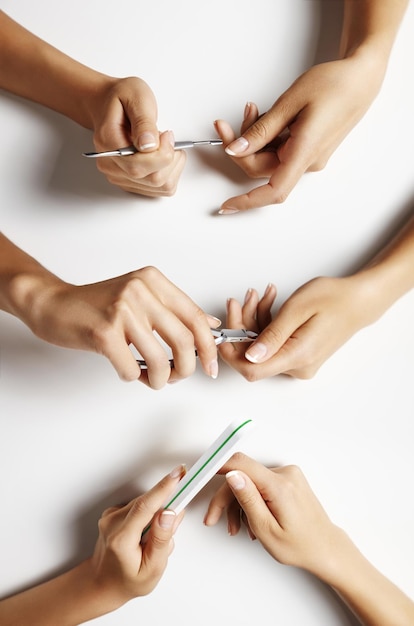 Set with a female hands making manicure