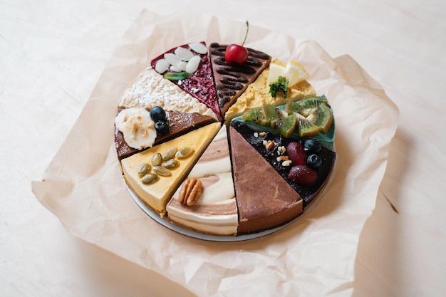 premium-photo-several-cakes-are-symmetrically-laid-out-on-a-plate