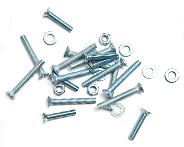 Several screws isolated on white background