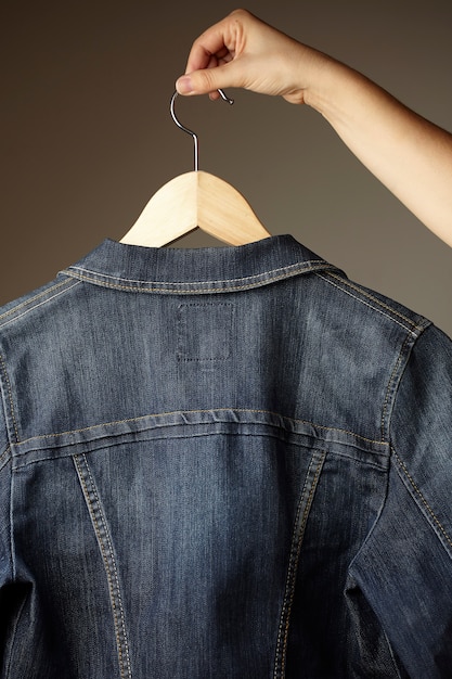 Free photo sewing denim jacket and buttons