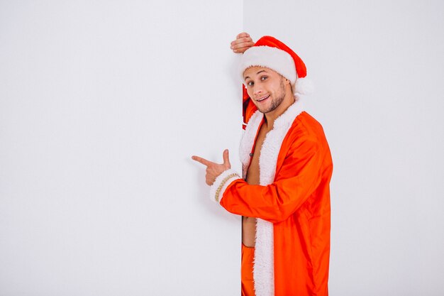 Sexy santa man isolated on white background