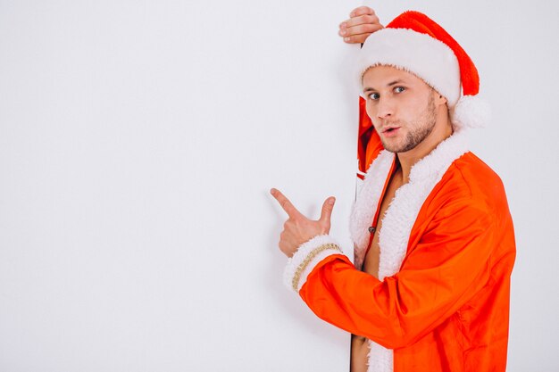 Sexy santa man isolated on white background