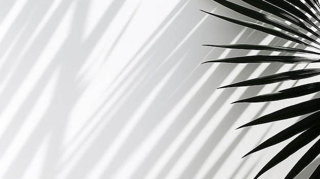 Free photo the shadow of a palm leaf on a white background