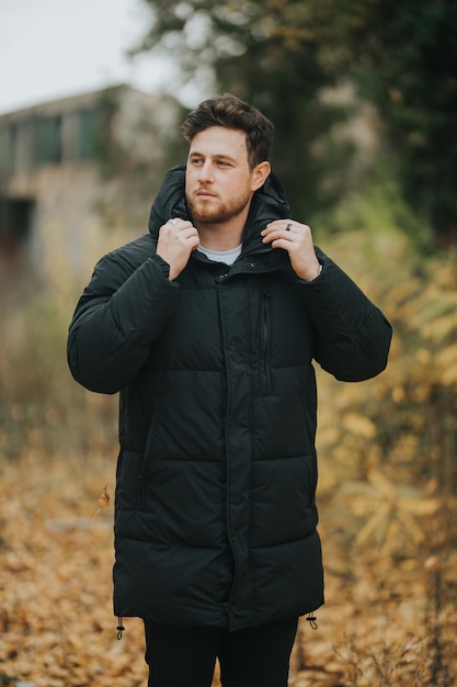 Shallow focus shot of a young and attractive male posing at camera