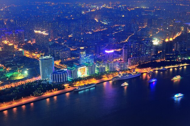 Shanghai aerial at dusk