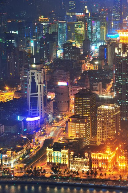 Shanghai aerial at dusk