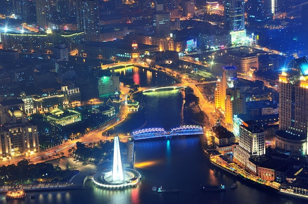 Free photo shanghai aerial at dusk