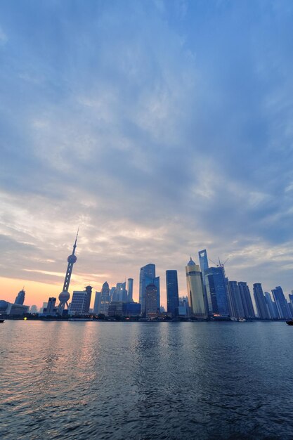 Shanghai morning skyline silhouette