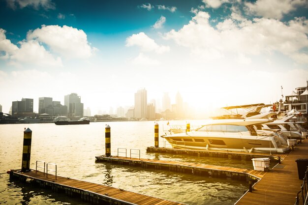 Shanghai skyline in sunny day, China