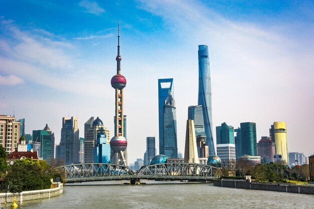 Shanghai skyline in sunny day, China