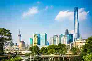 Free photo shanghai skyline in sunny day, china