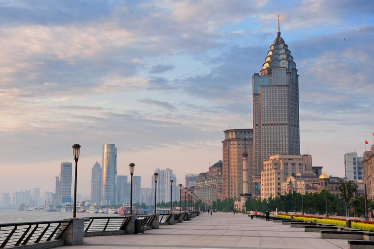 Free Photo shanghai urban architecture and skyline in the morning